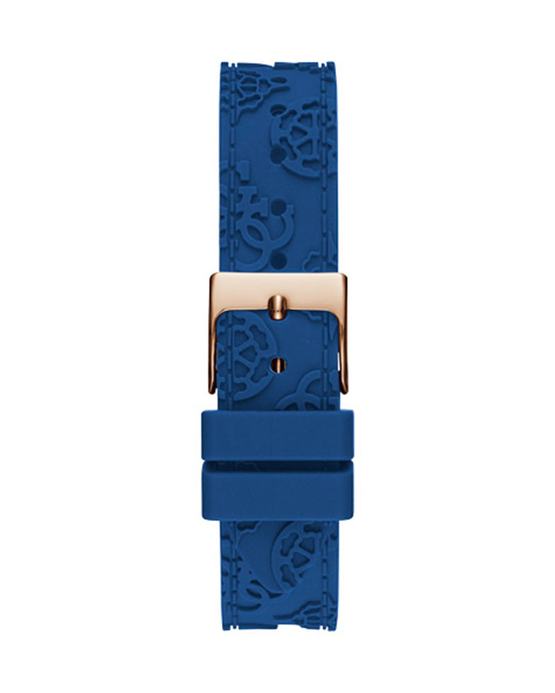 Guess Crown Jewel Diamonds White Dial Blue Rubber Strap Watch for Women - GW0411L2 Buy Now By Guess