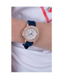 Guess Confetti Diamonds Gold Dial Blue Rubber Strap Watch For Women - W1098L6 Buy Now By Guess