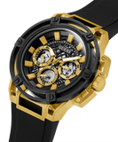 Guess Matrix Multifunction Gold Dial Black Rubber Strap Watch For Men - GW0423G2 Buy Now By Guess
