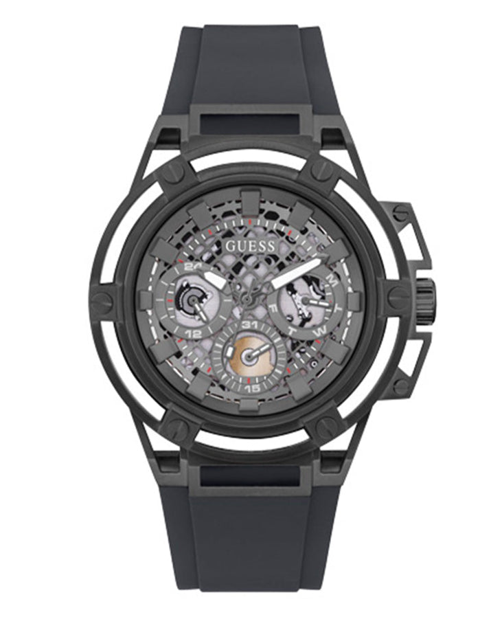 Guess Matrix Multifunction Grey Dial Grey Rubber Strap Watch for Men - GW0423G3 Buy Now By Guess