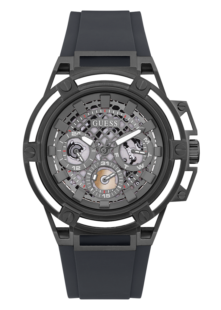 Guess Matrix Multifunction Grey Dial Grey Rubber Strap Watch for Men - GW0423G3 Buy Now By Guess