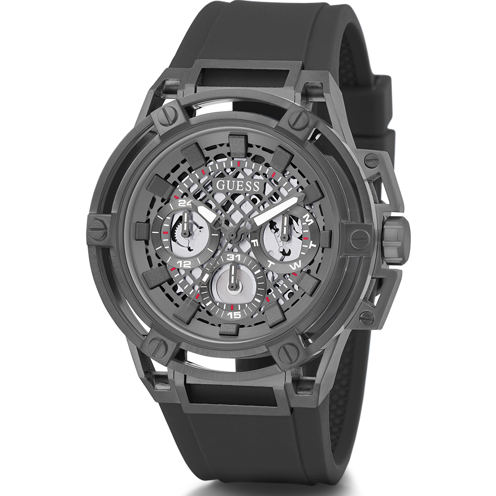 Guess Matrix Multifunction Grey Dial Grey Rubber Strap Watch for Men - GW0423G3 Buy Now By Guess