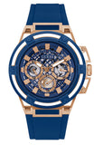 Guess Matrix Multifunction Blue Dial Blue Rubber Strap Watch for Men - GW0423G4 Buy Now By Guess