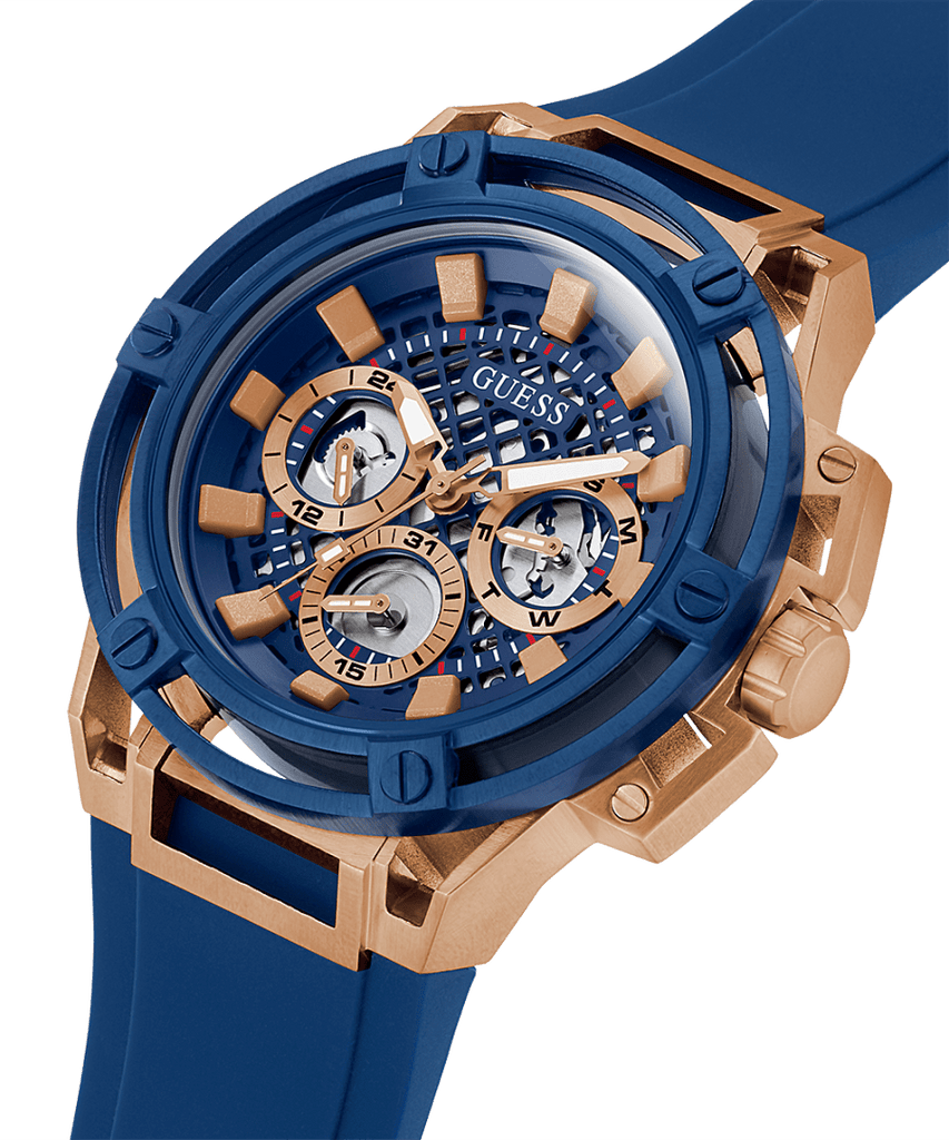 Guess Matrix Multifunction Blue Dial Blue Rubber Strap Watch For Men - GW0423G1 Buy Now By Guess