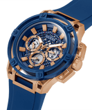 Guess Matrix Multifunction Blue Dial Blue Rubber Strap Watch For Men - GW0423G1 Buy Now By Guess