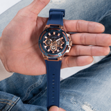 Guess Matrix Multifunction Blue Dial Blue Rubber Strap Watch for Men - GW0423G4 Buy Now By Guess