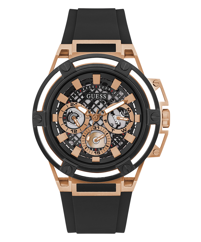 Guess Matrix Multifunction Black Dial Black Rubber Strap Watch For Men - GW0423G5 Buy Now By Guess