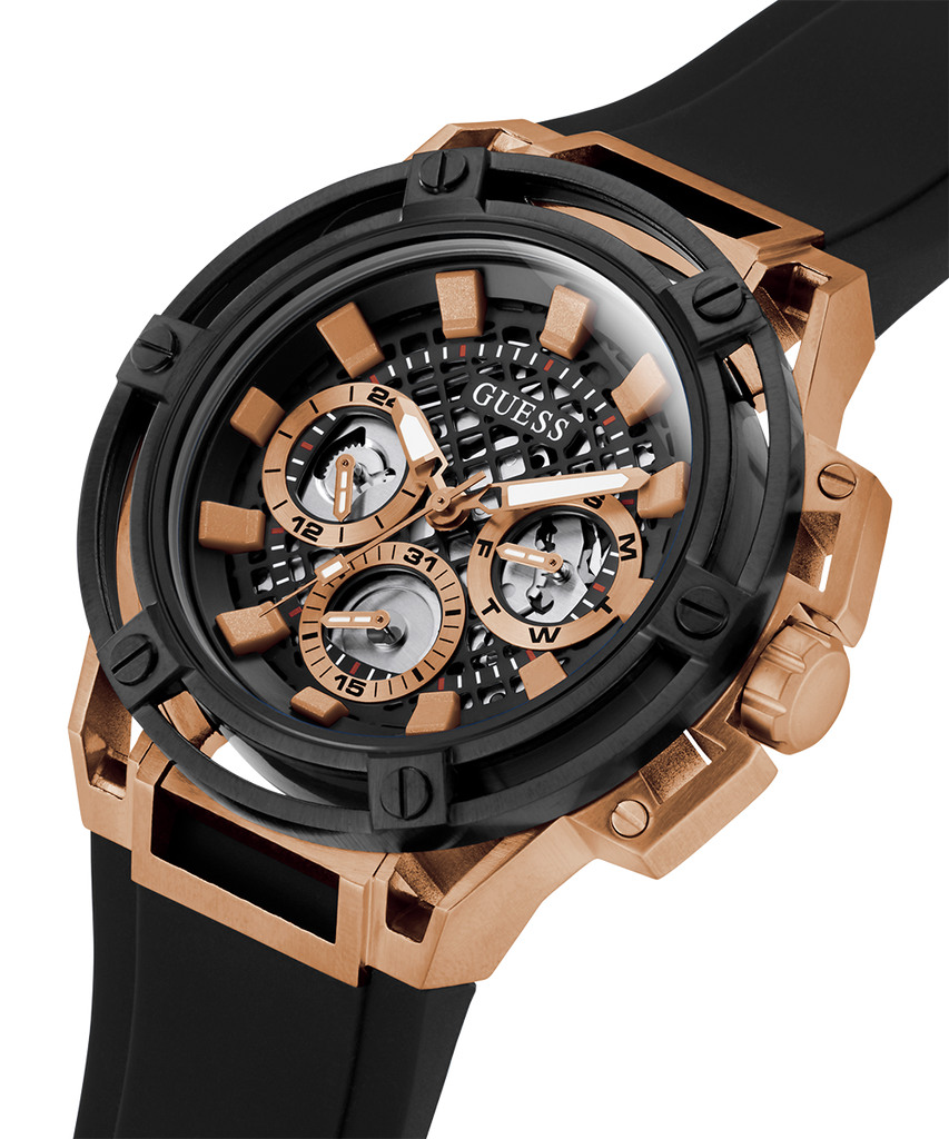 Guess Matrix Multifunction Black Dial Black Rubber Strap Watch For Men - GW0423G5 Buy Now By Guess