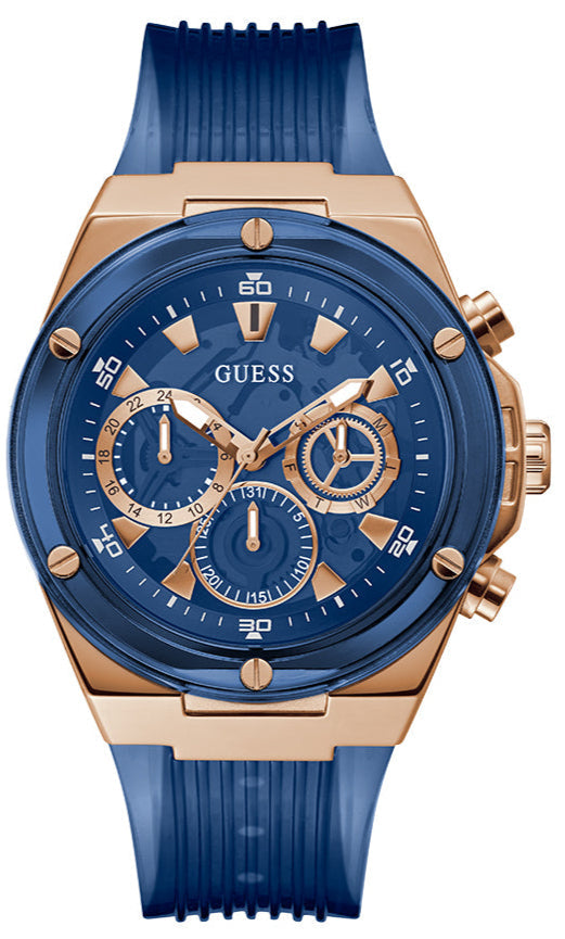Guess Poseidon Chronograph Blue Dial Blue Silicone Strap Watch For Men - GW0425G3 Buy Now By Guess