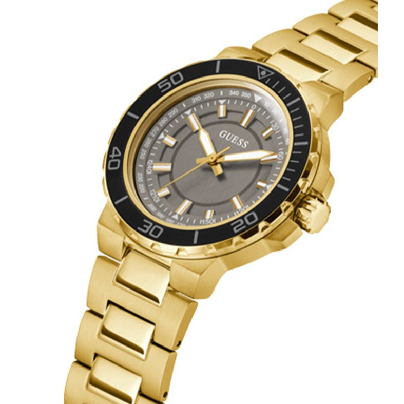 Guess Track Grey Dial Gold Steel Strap Watch for Men - GW0426G2 Buy Now By Guess