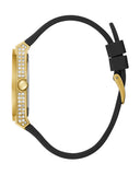 Guess Princess Crystals Gold Dial Black Silicone Strap Watch For Women - GW0439L2 Buy Now By Guess