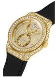 Guess Princess Crystals Gold Dial Black Silicone Strap Watch For Women - GW0439L2 Buy Now By Guess