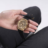 Guess Princess Crystals Gold Dial Black Silicone Strap Watch For Women - GW0439L2 Buy Now By Guess