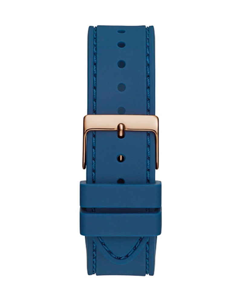 Guess Multifunction Crystals Rose Gold Dial Blue Rubber Strap Watch For Women - GW0439L4 Buy Now By Guess