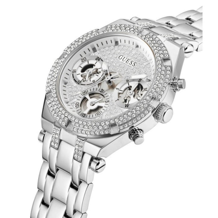 Guess Heiress Multifunction Diamonds Silver Dial Silver Steel Strap Watch for Women - GW0440L1 Buy Now By Guess