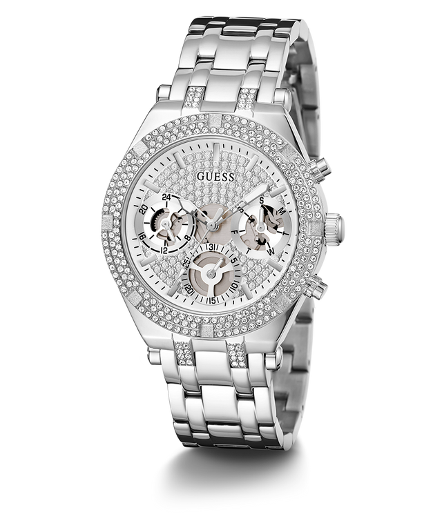 Guess Heiress Multifunction Diamonds Silver Dial Silver Steel Strap Watch for Women - GW0440L1 Buy Now By Guess