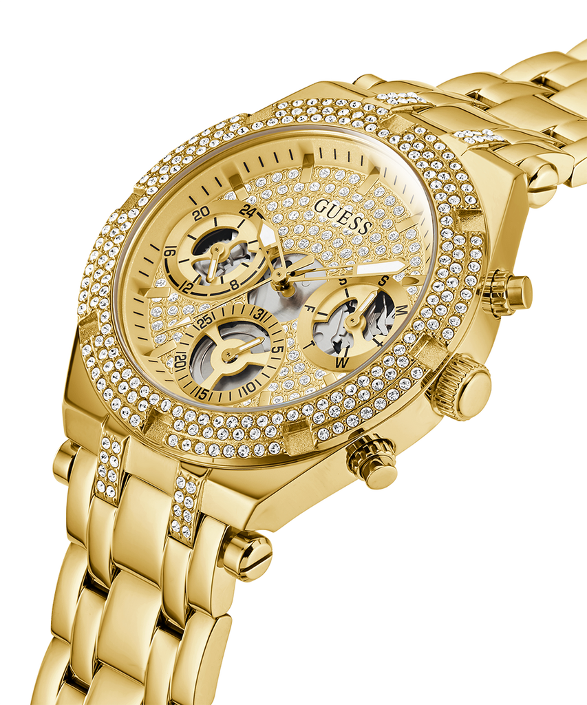 Guess Heiress Multifunction Diamonds Gold Dial Gold Steel Strap Watch for Women - GW0440L2 Buy Now By Guess
