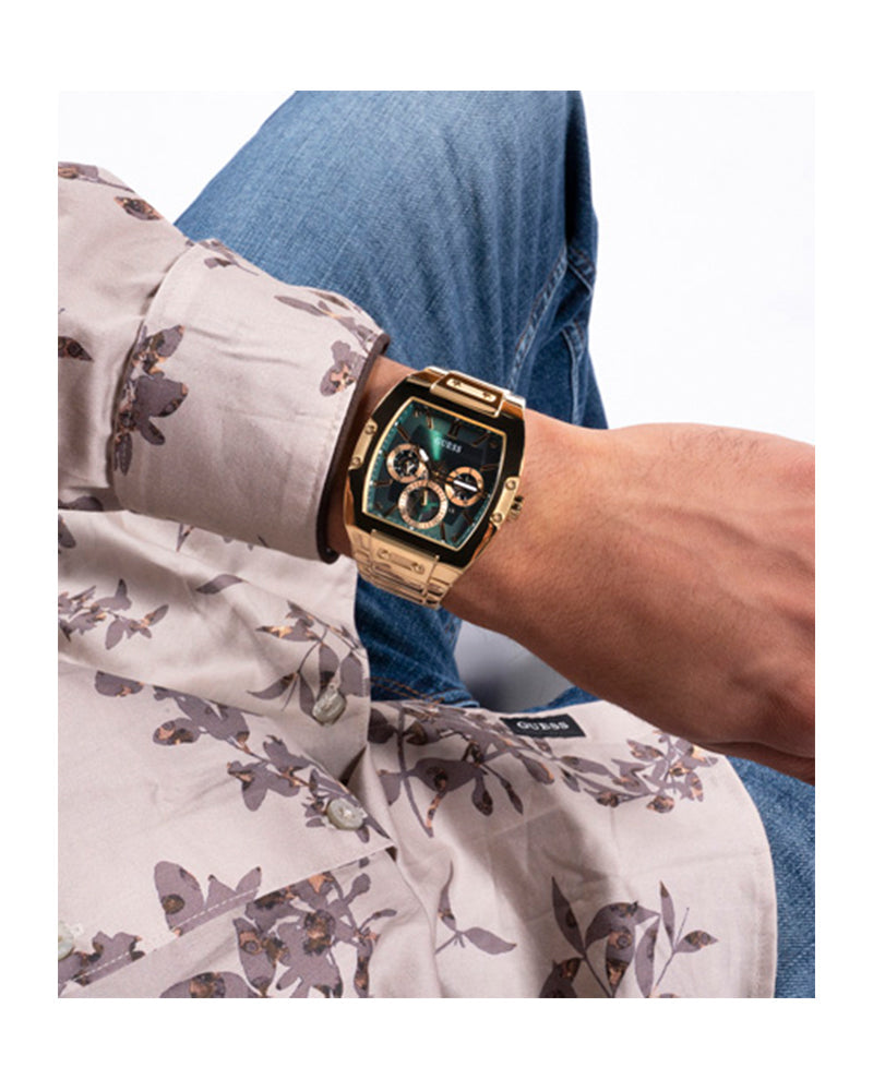 Guess Phoenix Multi Function Green Dial Gold Steel Strap Watch for Men - GW0456G3 Buy Now By Guess