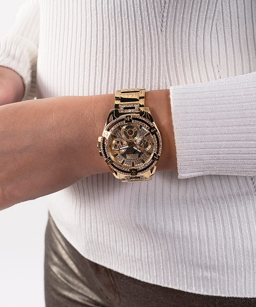 Guess Queen Multifunction Rose Gold Dial Rose Gold Steel Strap Watch For Women - GW0464L3 Buy Now By Guess