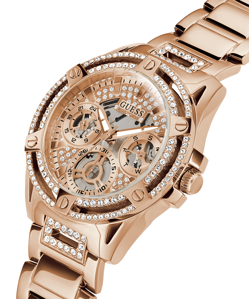 Guess Queen Multifunction Rose Gold Dial Rose Gold Steel Strap Watch For Women - GW0464L3 Buy Now By Guess