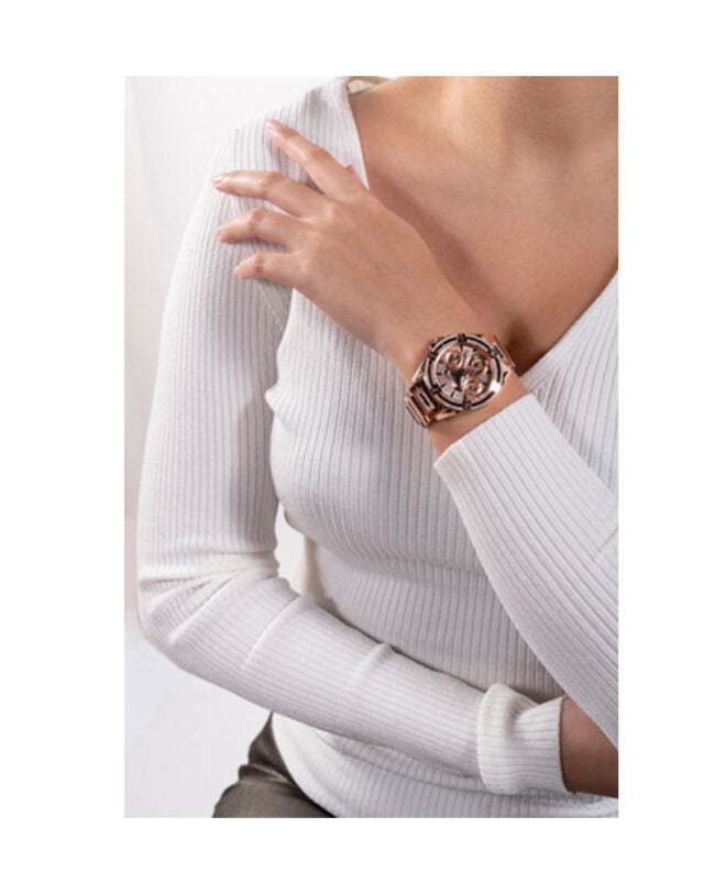 Guess Queen Multifunction Rose Gold Dial Rose Gold Steel Strap Watch For Women - GW0464L3 Buy Now By Guess