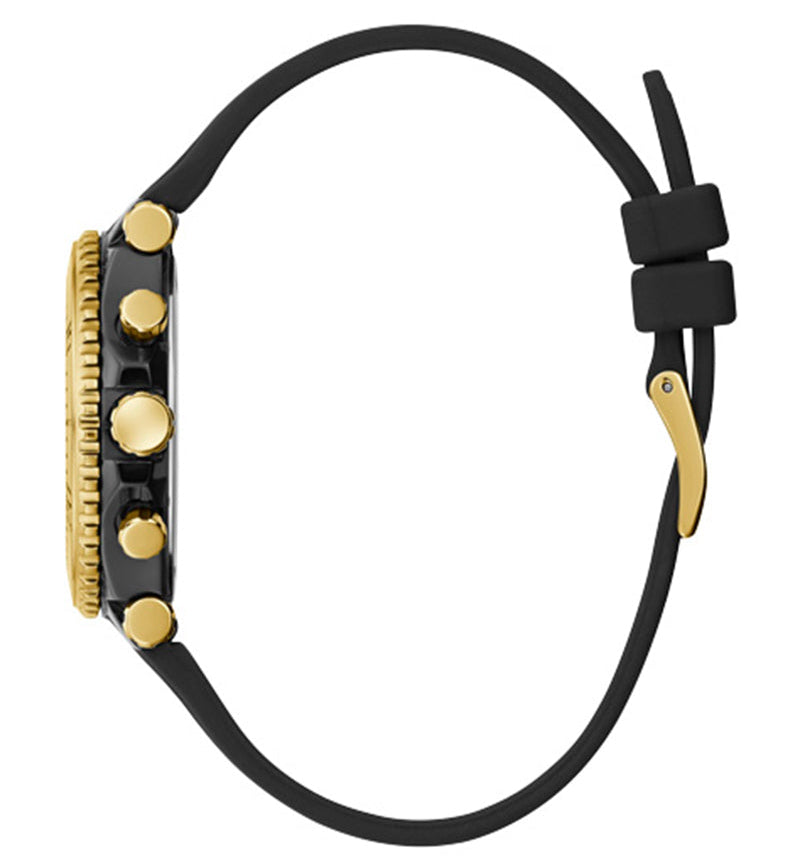 Guess Cosmic Multifunction Black Dial Black Silicone Strap Watch For Women - GW0466L1 Buy Now By Guess