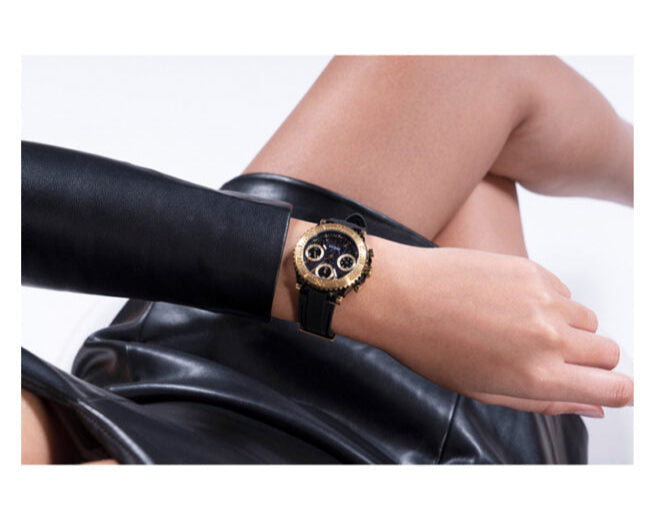 Guess Cosmic Multifunction Black Dial Black Silicone Strap Watch For Women - GW0466L1 Buy Now By Guess