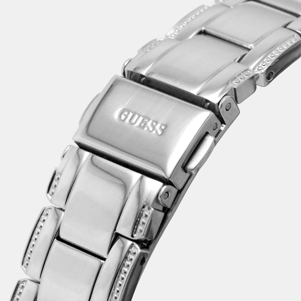 Guess Night Life Clear Silver Dial Silver Steel Strap Watch for Women - GW0470L1 Buy Now By Guess