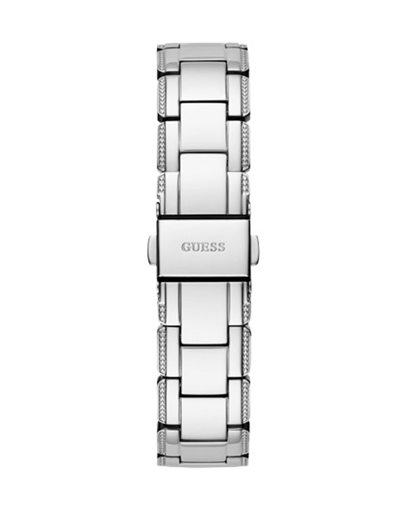 Guess Night Life Clear Silver Dial Silver Steel Strap Watch for Women - GW0470L1 Buy Now By Guess