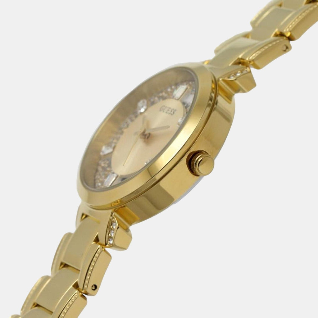 Guess Crystal Clear Analog Gold Dial Gold Steel Strap Watch for Women - GW0470L2 Buy Now By Guess