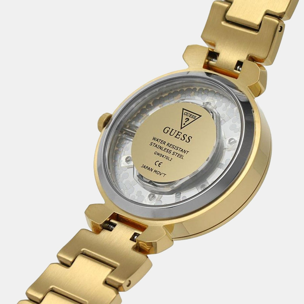 Guess Crystal Clear Analog Gold Dial Gold Steel Strap Watch for Women - GW0470L2 Buy Now By Guess