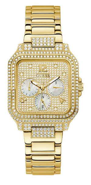 Guess Deco Quartz Crystals Gold Dial Gold Steel Strap Watch For Women - GW0472L2 Buy Now By Guess