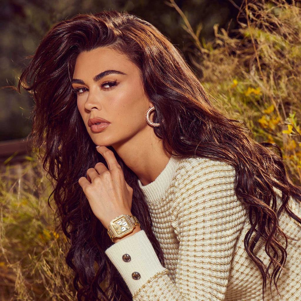 Guess Deco Quartz Crystals Gold Dial Gold Steel Strap Watch For Women - GW0472L2 Buy Now By Guess