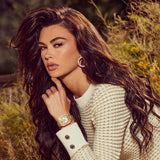 Guess Deco Quartz Crystals Gold Dial Gold Steel Strap Watch For Women - GW0472L2 Buy Now By Guess