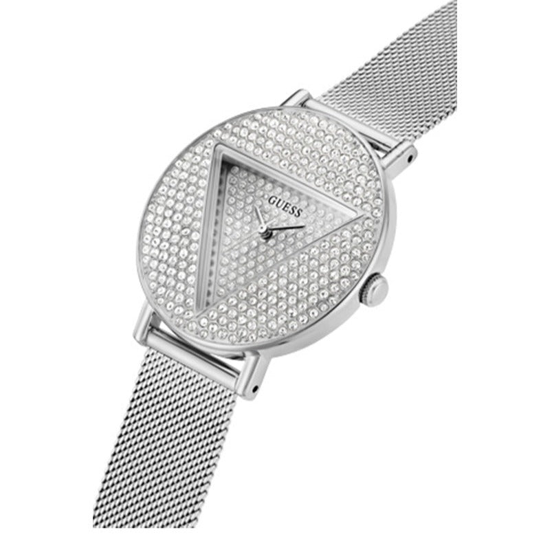 Guess Iconic Diamonds Silver Dial Silver Mesh Bracelet Watch For Women - GW0477L1 Buy Now By Guess