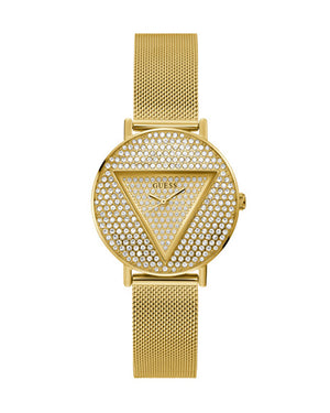 Guess Iconic Diamonds Gold Dial Gold Mesh Bracelet Watch For Women - GW0477L2 Buy Now By Guess