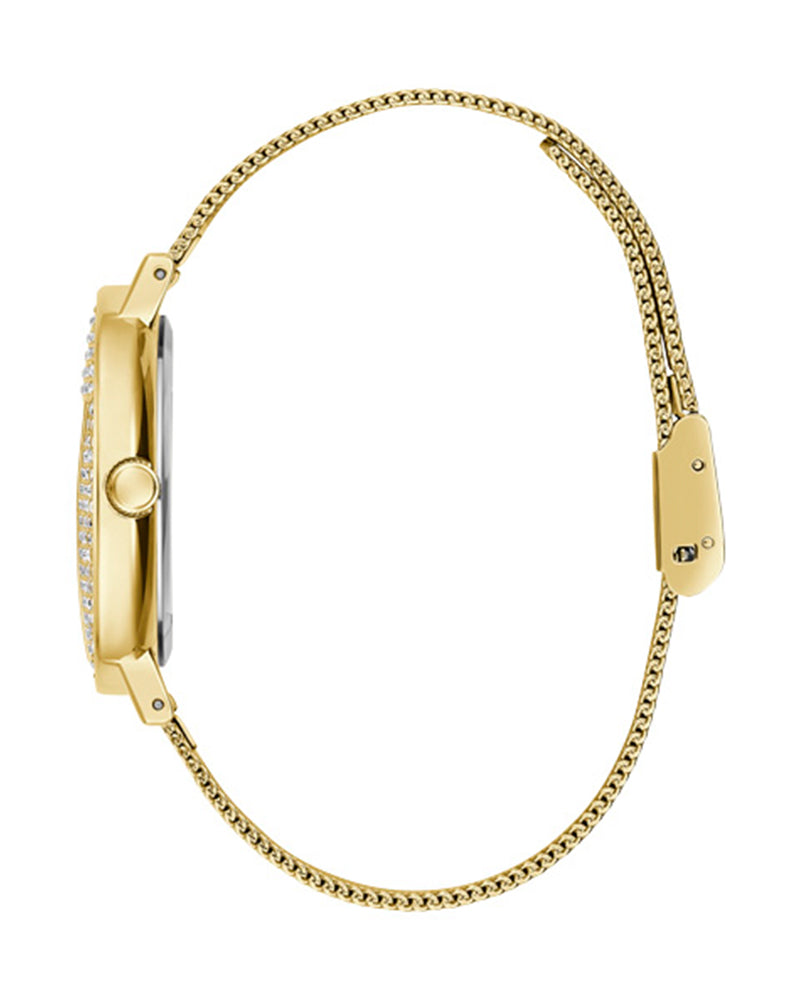 Guess Iconic Diamonds Gold Dial Gold Mesh Bracelet Watch For Women - GW0477L2 Buy Now By Guess