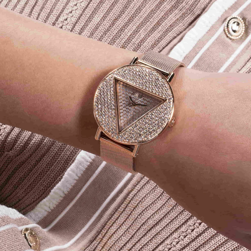 Guess Crystal Clear Rose Gold Dial Rose Gold Steel Strap Watch for Women - GW0470L3 Buy Now By Guess