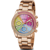 Guess Confetti Multifunction Multicolor Dial Rose Gold Steel Strap Watch For Women - GW0483L3 Buy Now By Guess