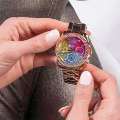 Guess Confetti Multifunction Multicolor Dial Rose Gold Steel Strap Watch For Women - GW0483L3 Buy Now By Guess