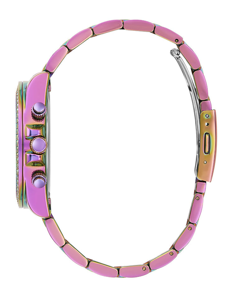 Guess Confetti Chronograph Crystals Multicolor Dial Purple Steel Strap Watch For Women - GW0483L5 Buy Now By Guess