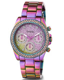 Guess Confetti Chronograph Crystals Multicolor Dial Purple Steel Strap Watch For Women - GW0483L5 Buy Now By Guess