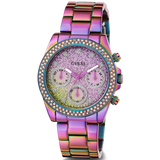 Guess Confetti Chronograph Crystals Multicolor Dial Purple Steel Strap Watch For Women - GW0483L5 Buy Now By Guess