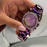 Guess Confetti Chronograph Crystals Multicolor Dial Purple Steel Strap Watch For Women - GW0483L5 Buy Now By Guess