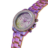 Guess Confetti Chronograph Crystals Multicolor Dial Purple Steel Strap Watch For Women - GW0483L5 Buy Now By Guess