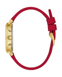 Guess Solstice Diamonds Gold Dial Red Rubber Strap Watch for Women - GW0484L1 Buy Now By Guess