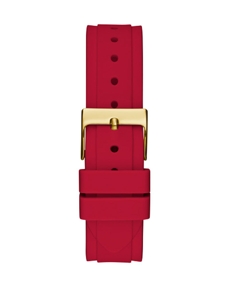 Guess Solstice Diamonds Gold Dial Red Rubber Strap Watch for Women - GW0484L1 Buy Now By Guess