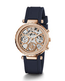 Guess Solistice Diamonds Roe Gold Dial Black Rubber Strap Watch for Women - GW0484L2 Buy Now By Guess