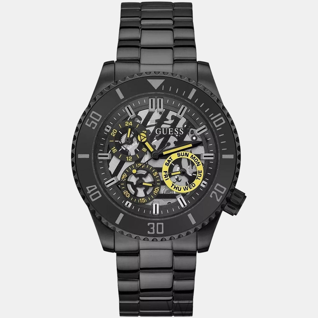 Guess Axel Multifunction Black Dial Black Steel Strap Watch For Men - GW0488G3 Buy Now By Guess