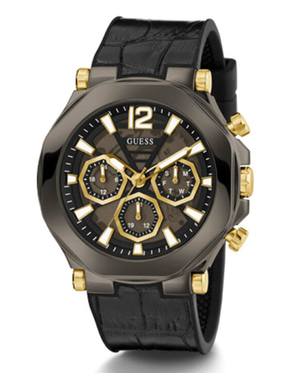 Guess Edge Chronograph Black Dial Black Leather Strap Watch For Men - GW0492G1 Buy Now By Guess